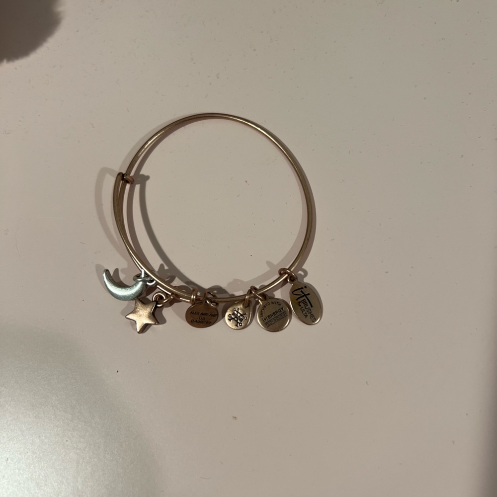 Alex & Ani Gold Bracelet with Moon and Star